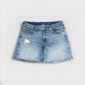 Old Navy OG Loose Mid-Rise Denim Shorts Size 12 Distressed Raw Hem